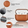 thumbnail image 5 of Leather Case for AirPods Pro 2 2022, ICARERFAMILY Premium Genuine Leather Shockproof Protective Case Cover for Apple AirPods Pro 2 Earphones Charging Case (LED Visible) Support Wireless Charger-Brown, 5 of 5