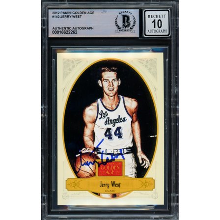 Jerry West Autographed 2012 Panini Golden Age Card #142 Card Los Angeles Lakers Auto Grade Gem Mint 10 Beckett BAS 235082