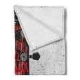 thumbnail image 2 of Guitar Soft Flannel Fleece Blanket, Hand Drawn Genres Blues Pop Hard Rock Reggae Country Music Illustration, Cozy Plush for Indoor and Outdoor Use, 50" x 60", Vermilion Black White, by Ambesonne, 2 of 5