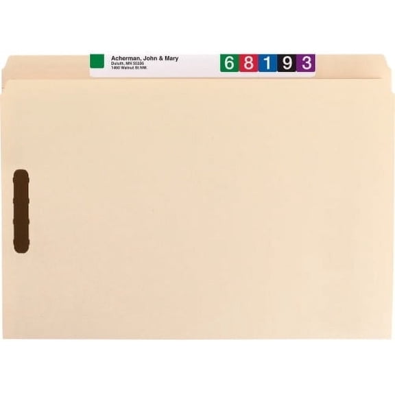 Smead Folders Two Fasteners Straight Cut Top Tab Legal Manila 50/Box 19513