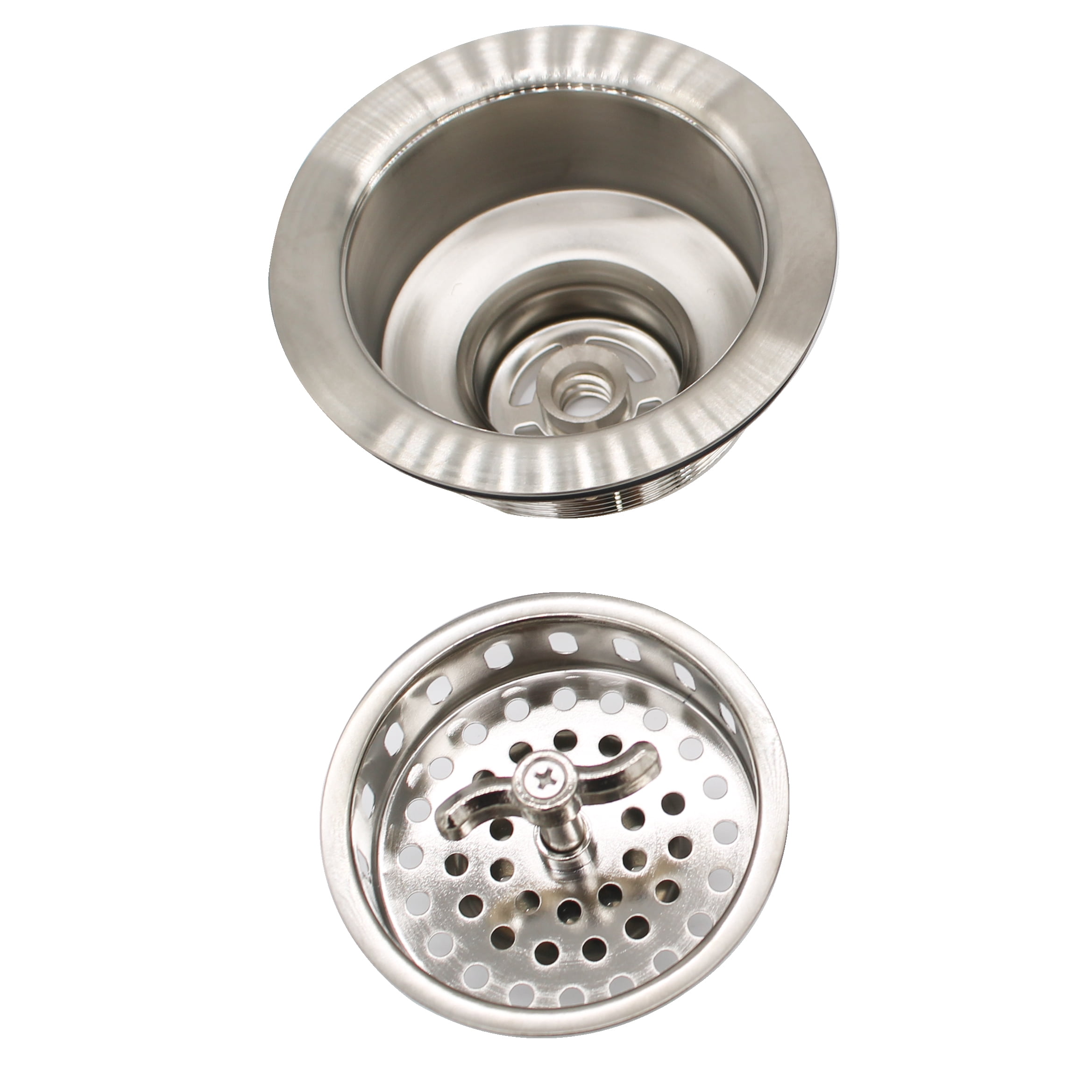 Westbrass COMBO PACK 3-1/2" Wing Nut Style Sink Strainer and Extra-Deep Waste Disposal Trim, Satin Nickel