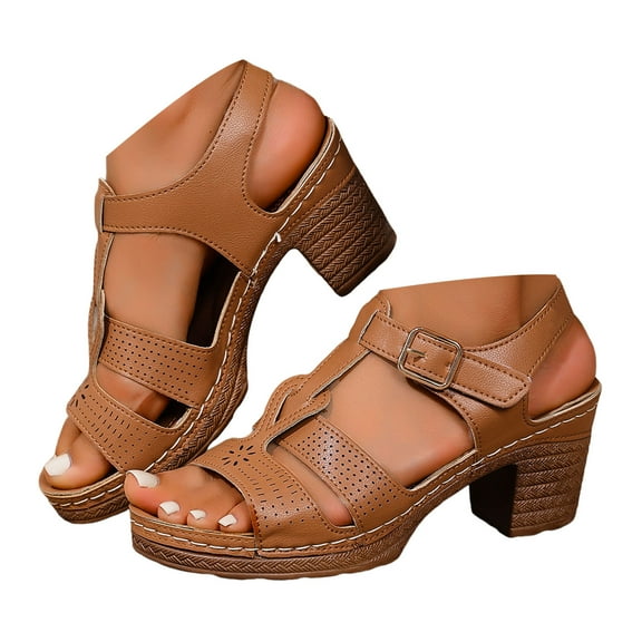 Mostsola Womens Heeled Sandals Open Toe T-Strap Slingback Heels Comfort Block Heel Pumps