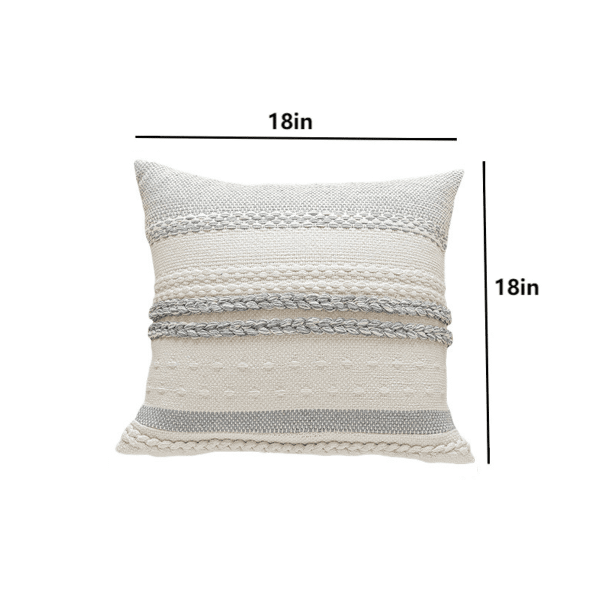 FTCBJJA Set of 2 Farmhouse Throw Pillow Covers 18x18 Striped Neutral Decorative Pillows Cushion Case for Sofa Couch Chair Bedroom Modern Decor, Gray and Off White