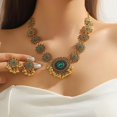 thumbnail image 2 of Bollywood Indian Jewelry Sets for Women Wedding Party Jewelry Flower Tassel Beaded Dangle Earring Oxidized Indian Choker Necklace Gold Plated Zirconia Jhumkas Chandelier Earrings Boho Jewelry, 2 of 12