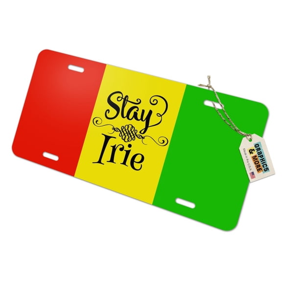 Stay Irie Rastafarian Flag Novelty Metal Vanity Tag License Plate