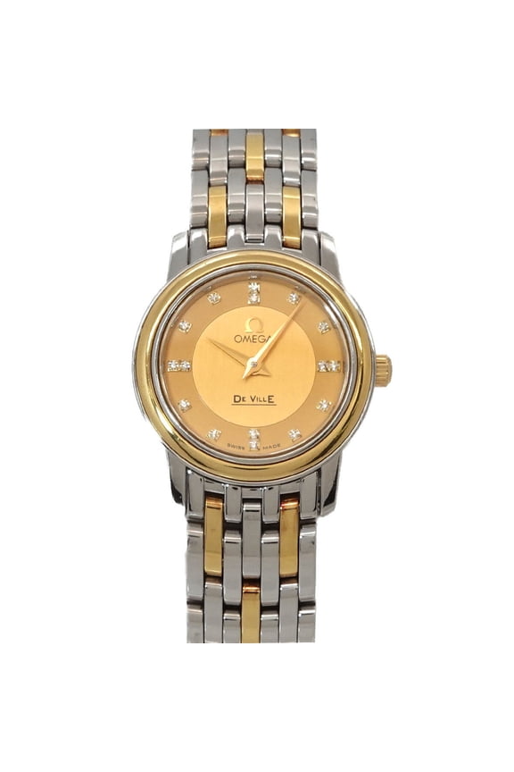 Pre-Owned Omega De Ville Prestige Combination 4370 16 Ladies' Watch 16P Diamond Gold YG Quartz