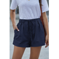 thumbnail image 4 of Women Comfy Drawstring Casual Elastic Waist Pocketed Shorts,S-2XL (Dark Blue), 4 of 5