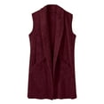 thumbnail image 7 of Hxshgdsn Fleece Sleeveless Long Vest For Women With Pocket Fuzzy Open Front Cardigan Red S, 7 of 7