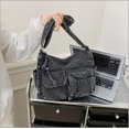 thumbnail image 3 of Sunyuer Washed Denim Crossbody Bag for Women, Large Capacity Multi Pocket Casual Shoulder Handbag, Vintage Adjustable Strap Messenger Purse, Trendy Daily Hobo Bag, 3 of 7