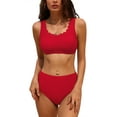 thumbnail image 1 of Charmo Women Scalloped Bikini Swimsuit High Waisted Two Piece Bathing Suit, 1 of 5