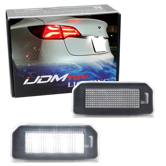 OEM-Fit 18-SMD 3x Brighter Xenon White LED License Plate Light Kit For Tesla Model 3, Model Y, Powered by Xenon White LED Diodes