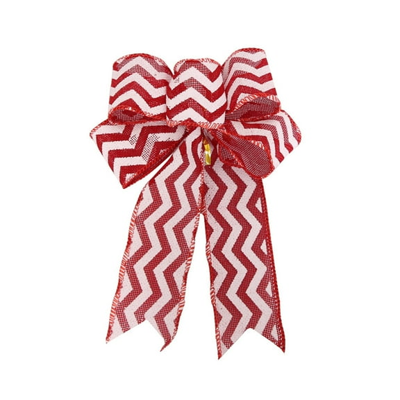 Lilixerw Flocked Striped Xmas Bow for Christmas Tree,Wreath,Festival Bow Gift Box Decor,Textured Holiday Decoration,11x7Inch