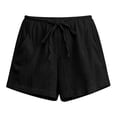 thumbnail image 7 of Cotton Shorts For Women Flowy Drawstring High Waisted Lightweight Shorts with Pockets Casual Summer Vacation Beach Clothes Black, 7 of 7