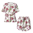 thumbnail image 4 of Kdxio Lilies Flowers Print Pajamas Sets for Women Short-Sleeved Pjs with Lounge Shorts Two Piece Sleepwear S-4XL, 4 of 9