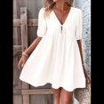 thumbnail image 4 of Vestido Informal de Verano 2025 para Mujer, de Corta, Corte A, con Lazo y Lazo Al Frente, Estilo Babydoll, Holgado y . Crema XL, 4 of 10
