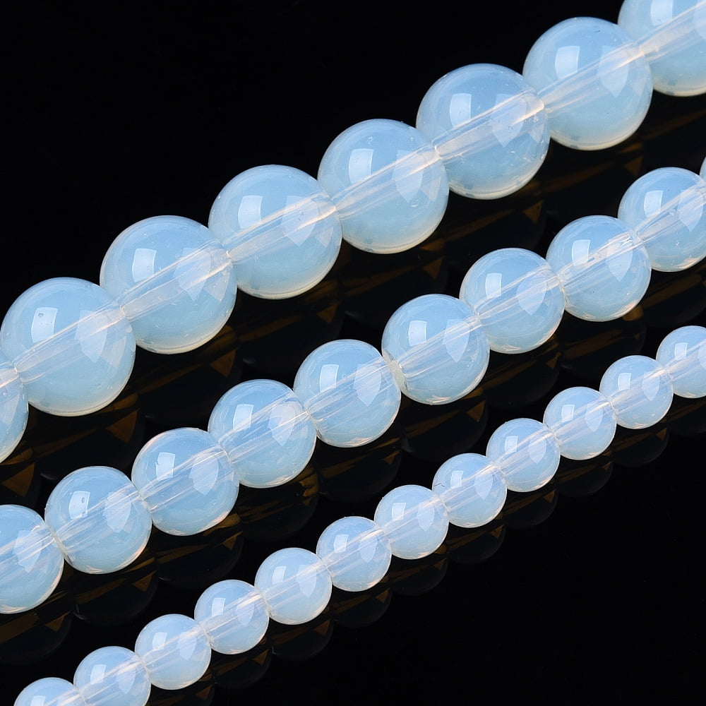 Transparent Glass Beads Strands Round Creamy White 8~8.5mm Hole: 1.5mm about 51~53pcs/strand 14.96 inch~15.55 inch(38~39.7cm)