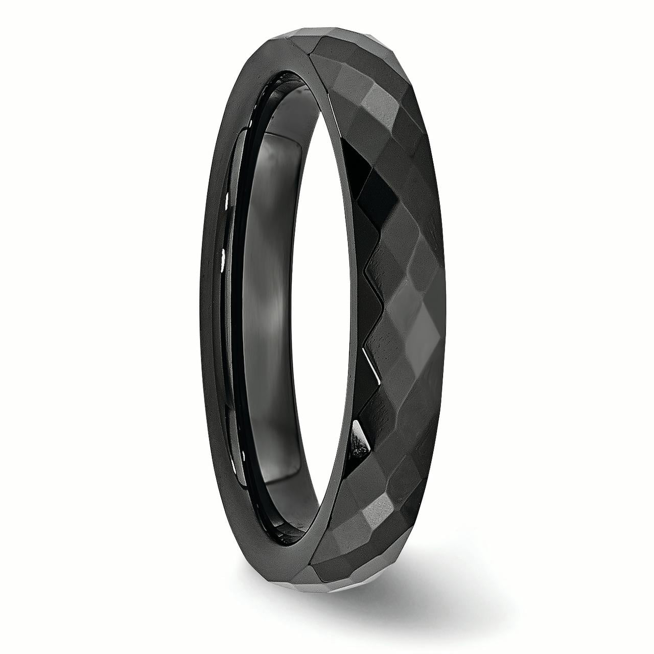 Primal Steel Black Ceramic 4mm Faceted Band