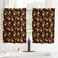 thumbnail image 3 of Orange Yellow Leaves Kitchen Curtains 63 Inches Long, Black Autumn Botanical Leaf Rod Pocket Window Curtains Panels for Bedroom/Bathroom/Nursery, Light Filtering Treatment Curtains Drapes 52"x63", 3 of 5