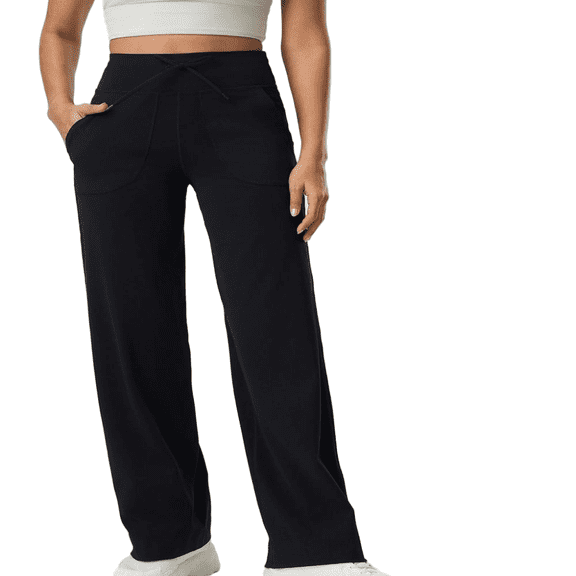 LYMAYTER Yoga Pants for Women Wide Leg Dress Work Stretch Casual High Waist with Pockets S-2XL