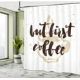 thumbnail image 5 of Ambesonne But First Coffee Shower Curtain, Saying Grunge Mug, 69"Wx75"L, White Beige, 5 of 5