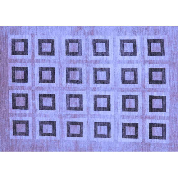 Ahgly Company Machine Washable Indoor Rectangle Abstract Blue Modern Area Rugs, 5' x 7'