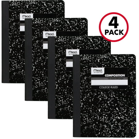 - Mead Composition Book (4 Pack), College Ruled, 9 3/4 x 7 1/2, 100 Sheets