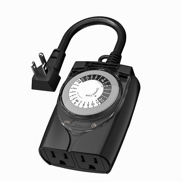 Temporizador Outlet HBN de 24 horas, mecánico, impermeable, 15 A, 1/2 HP