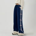thumbnail image 2 of Womens Pants Wide Leg Sweatpants Side Bow Elastic Loose Long Pants with Pockets Blue Trousers Pants for Women L, 2 of 4