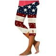 thumbnail image 2 of Leggings for Women under $5! Cagogo 4th of July Capri Leggings for Women Plus Size Summer Casual Stretch High Waist American Flag Yoga Pants Patriotic Cropped Athletic Workout Leggings, 2 of 5