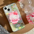 thumbnail image 4 of Cute Sanrio Hello Kitty Magnetic Bracket Magsafe Wireless Charge Phone Case For iPhone 15 14 13 12 11 Pro Max Clear Hard Cover RJ, 4 of 7