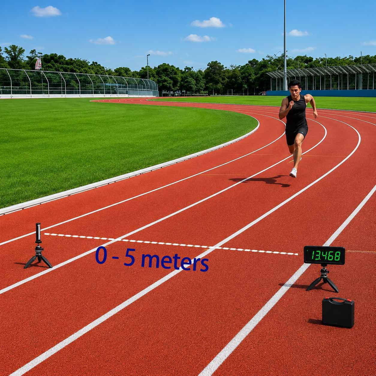 Battery Powered Wireless Laser Timer for Sprints Race Clock Running Stopwatch Electronic Bike Speed Training Skating Track Field Timer Motorcycle(One Group)