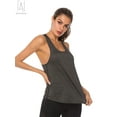 thumbnail image 4 of Gustave Women's Workout Yoga Tank Tops Quick Drying Racerback Tanks Fitness Running Athletic Loose Vest Solid Casual Sleeveless T-Shirts Activewear (Gray, S), 4 of 7