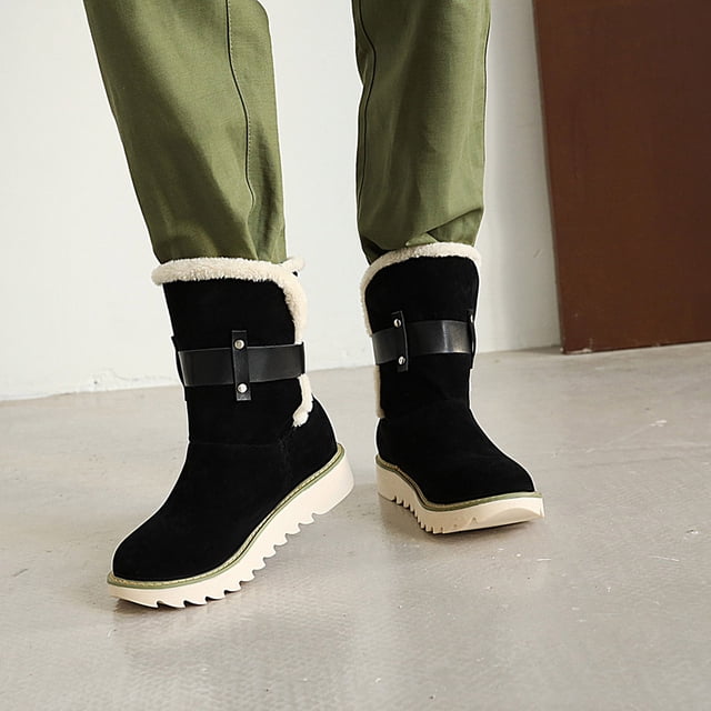 Botas de nieve Otoño e invierno Punta redonda Moda Botas cortas peludas cálidas Botas de gran tamaño Botas de mujer Wmkox8yii ghj1702