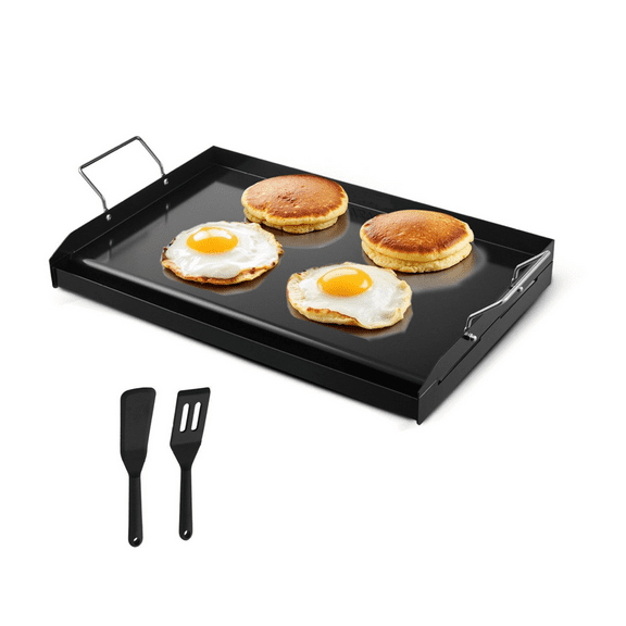 Carbon Steel Griddle 24x16 Inch - Universal BBQ Grill Pan - Flat Top Griddle for Gas, Electric & Induction Cooktops - Non-Stick Cookware