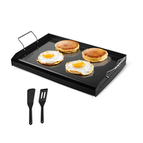 Carbon Steel Griddle 24x16 Inch, BBQ Grill Pan - Flat Top for Gas, Electric & Induction Stovetops - Universal Cookware with Grease Trough