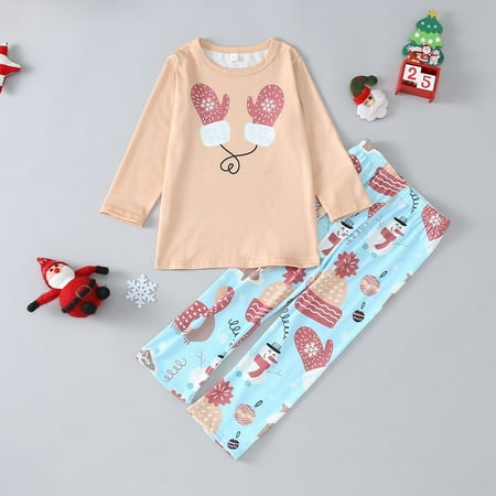 

Christmas Gifts Christmas Printed Parent-Child Long Sleeved Casual Pajamas Set Home Clothes Polyester Orange 12 Years