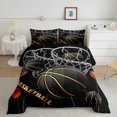 thumbnail image 2 of jejeloiu Black Basketball King Size Comforter Sets,Ball Games Bedding Comforter Set,Black Gold Orange Bedding Set,Lightweight Room Decor Reversible,3-Piece, 2 of 8