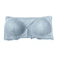 thumbnail image 5 of QHFBli Women Lace Front Closure Strapless Bras, Wireless Lift Push Up Adjust Bra, Anti-Slip Side Support All Match Wedding Bandeau Underwear Blue M, 5 of 5