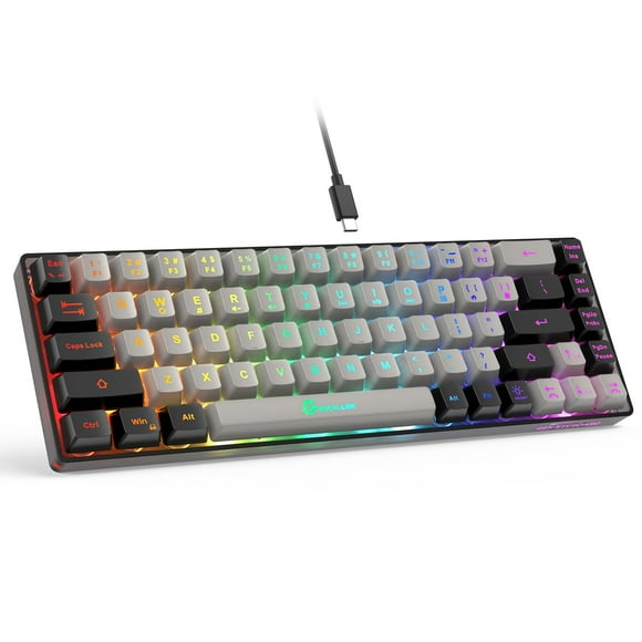 Teclado Gaming GEODMAER 65% Cableado Retroiluminado Mini 68 Teclas