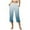 Blue, variant on Womens Wide Leg Pants Elastic Waist Cropped Length Relaxed Fit Ombre Pattern Side Pockets Split Hem Athleisure-Chic Casual Yoga Classes Trendy Pants