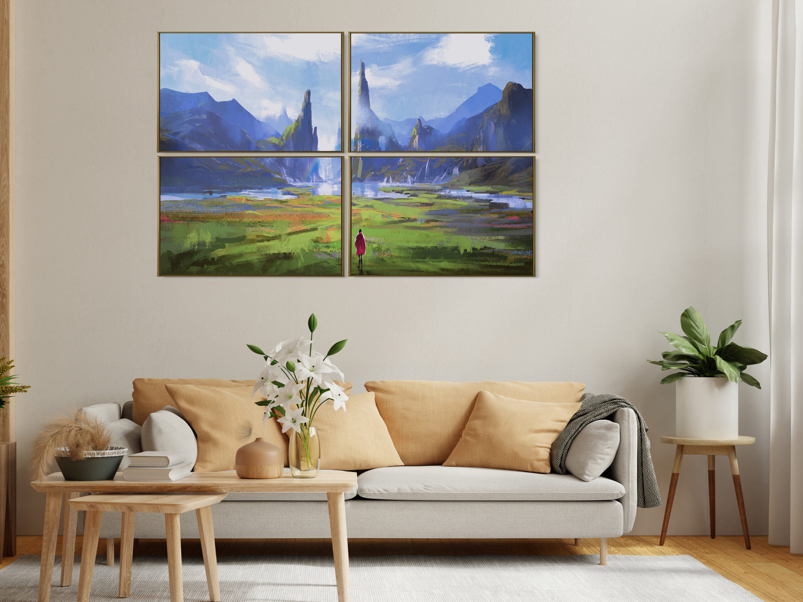 Royal Designs, Inc. Premium Aluminum Floating Canvas Picture Frame, PF-1001-28x56-BGL, 28 x 56, Brushed Gold, Over 1500 Sizes Available