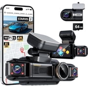 4K 4-Channel Dash Cam Front and Rear, Free 64GB Card, STARVIS 2 Sensor, 3" Touch Screen, 5.8GHz WiFi & GPS, AI DMS, 360° Car Dash Camera, WDR HDR Night Vision, 24H Parking Mode