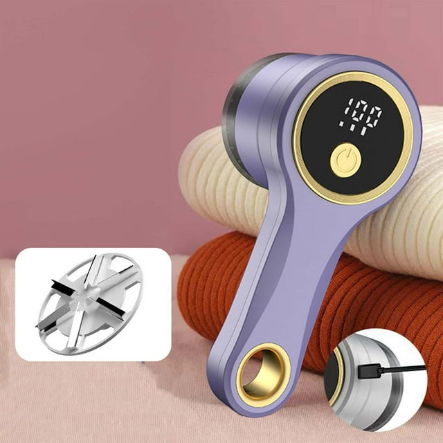Quitapelusas eléctrico recargable con pantalla digital, 3 velocidades, 6 cuchillas, ideal para ropa, muebles, sofás, suéteres y mantas.