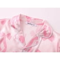 thumbnail image 2 of Beezizac Silky Satin Pajama for Girls - Pink Bow Coat Style Button Down Short Sleeve Set 2-Piece PJ Size 6-16, 2 of 7