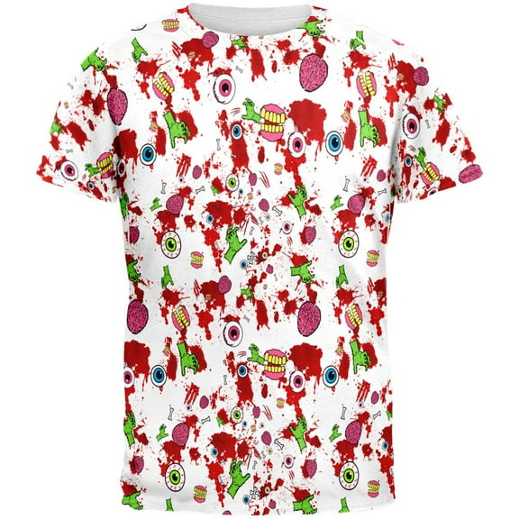 Halloween Zombie Elements Pattern All Over Mens T Shirt Multi MD