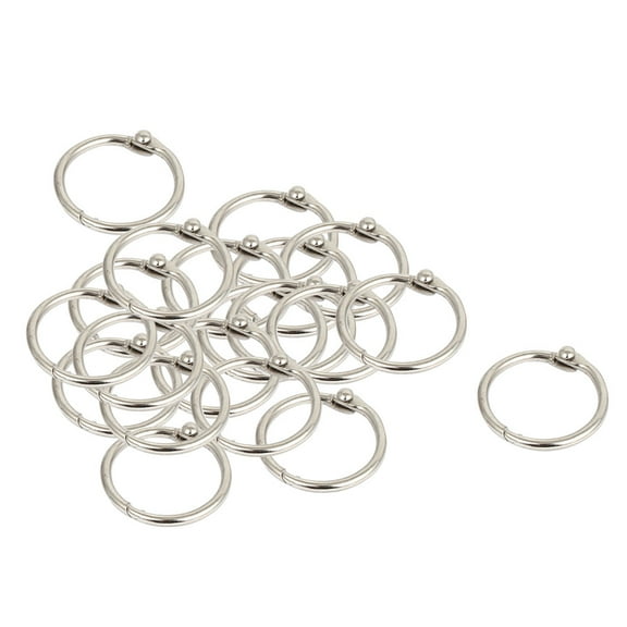 20mm Inner Dia Metal Hinged Book Memo Binder Loose Leaf Ring Silver Tone 20Pcs
