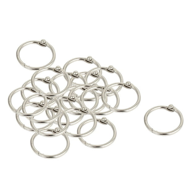 Metal Book Calendar Loose Leaf Binder Ring Silver Tone 20mm Inner Dia 20Pcs