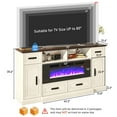 thumbnail image 3 of ChVans 70" Fireplace TV Stand for TVs up to 80", Farmhouse Entertainment Center with 40" Electric Fireplace, Power Outlets, Storage Cabinet and Drawers (Antique White), 3 of 11