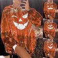 thumbnail image 2 of CAROOTU Printed Hoodies Sweater Halloween Cartoon Ghost Face Crew Neck Pumpkin Color Loose Sweatshirt for Daily Fall Winter, 2 of 7