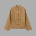 thumbnail image 2 of Women's Solid Stand Collar Frog Button Jacket, Long Sleeve Casual Fashion Regular Outerwear Coat for Winter Daily Work Home Wear Coffee S(S), 2 of 7